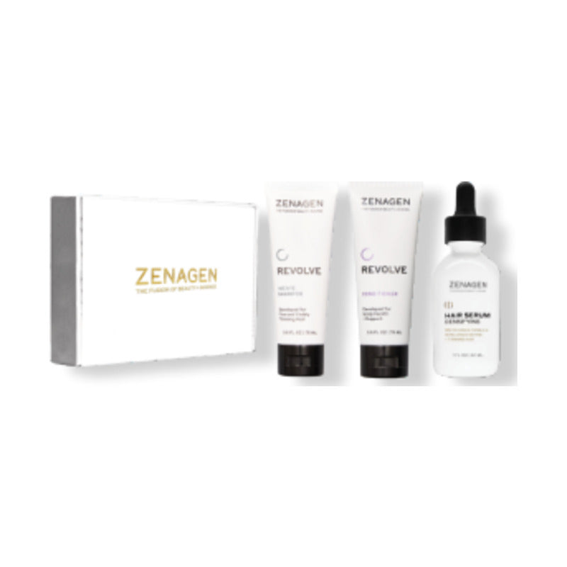 Zenagen Holiday Men's Travel Set — Revolve Men's Shampoo, Conditioner (2.5 oz) + Densifying Hair Serum