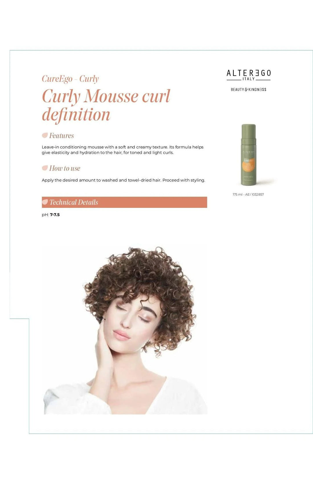 ALTER EGO AE CUREGO CURLY MOUSSE 5.91OZ - ALTER EGO | The Warehouse Salon
