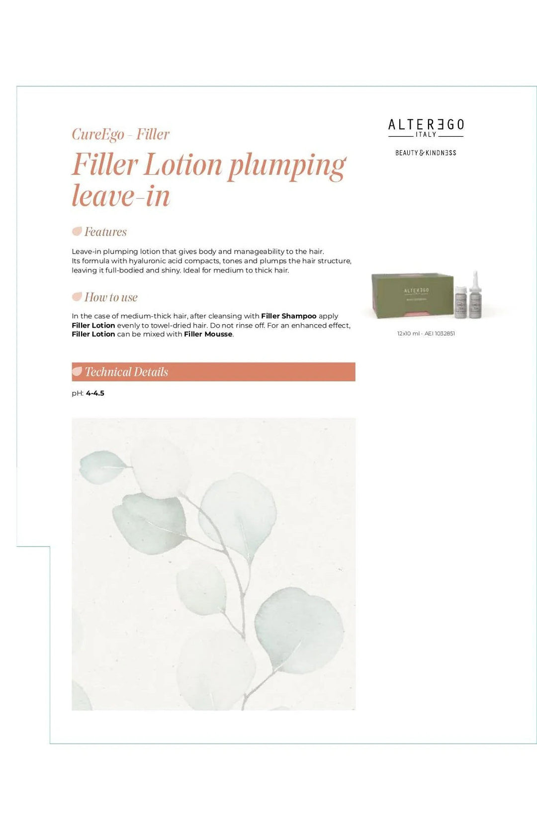 ALTER EGO AE CUREGO FILLER LOTION  12X10ML - ALTER EGO | The Warehouse Salon