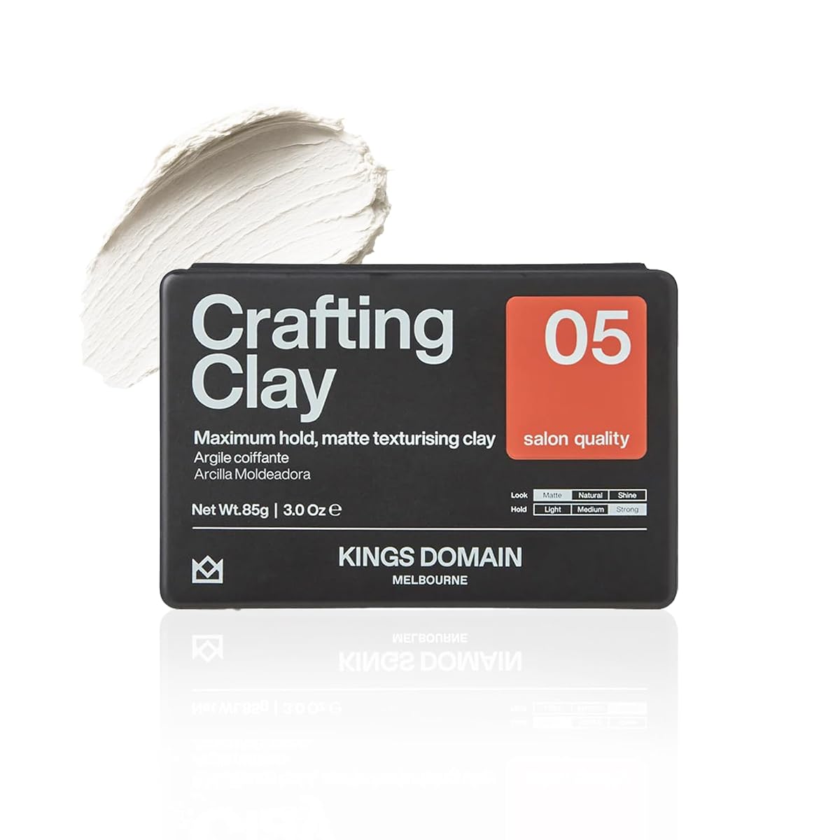 Kings Domain Melbourne Crafting Clay 85 g, matte maximum hold men's styling clay for thick hair