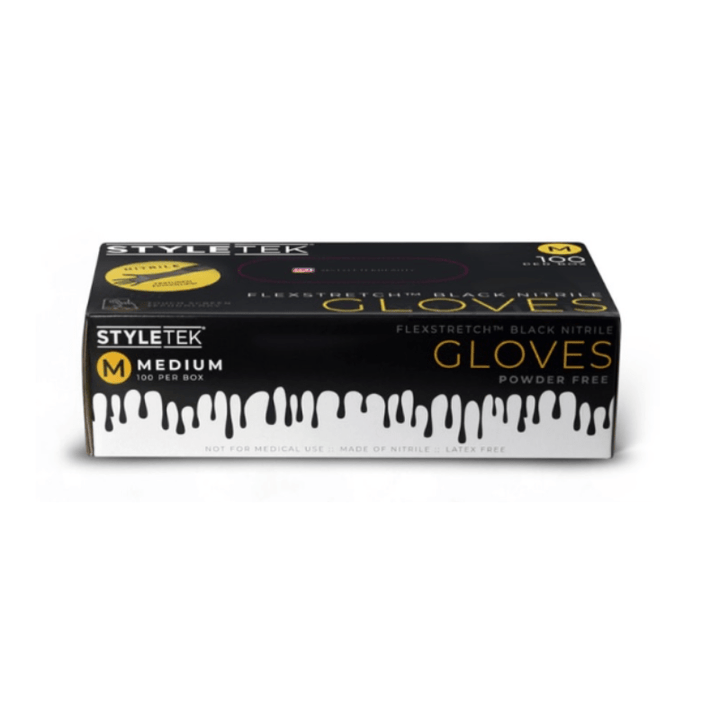 Styletek Black Nitrile Gloves 100pk
