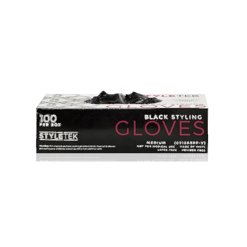Styletek Black Powder Free Gloves 100ct by Styletek - Professional Hair Accessories