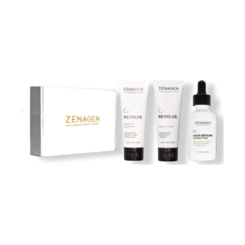 Zenagen Holiday Women's Travel Set — Revolve Women's Shampoo, Conditioner (2.5 oz) + Densifying Hair Serum